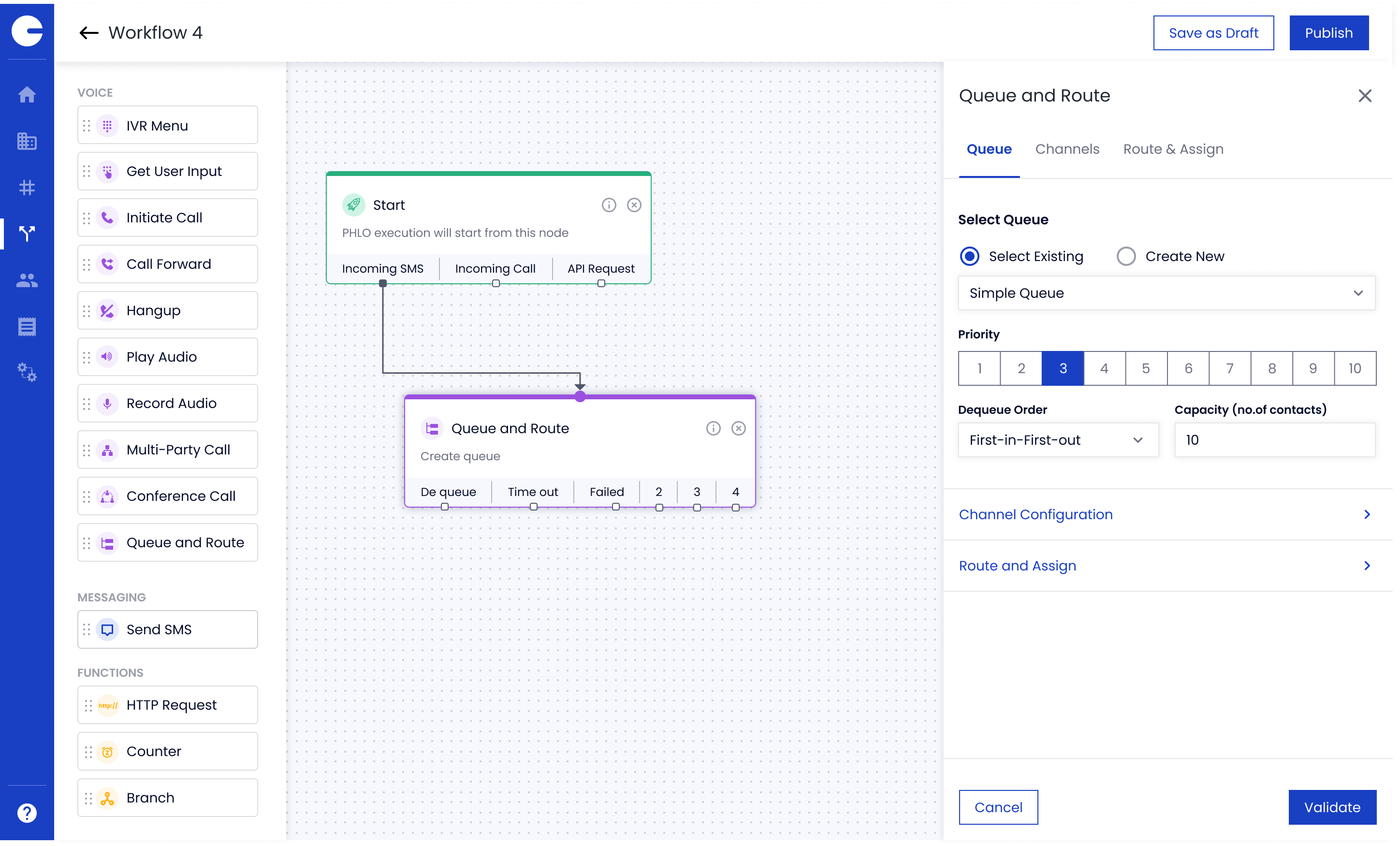 Queue management configuration interface