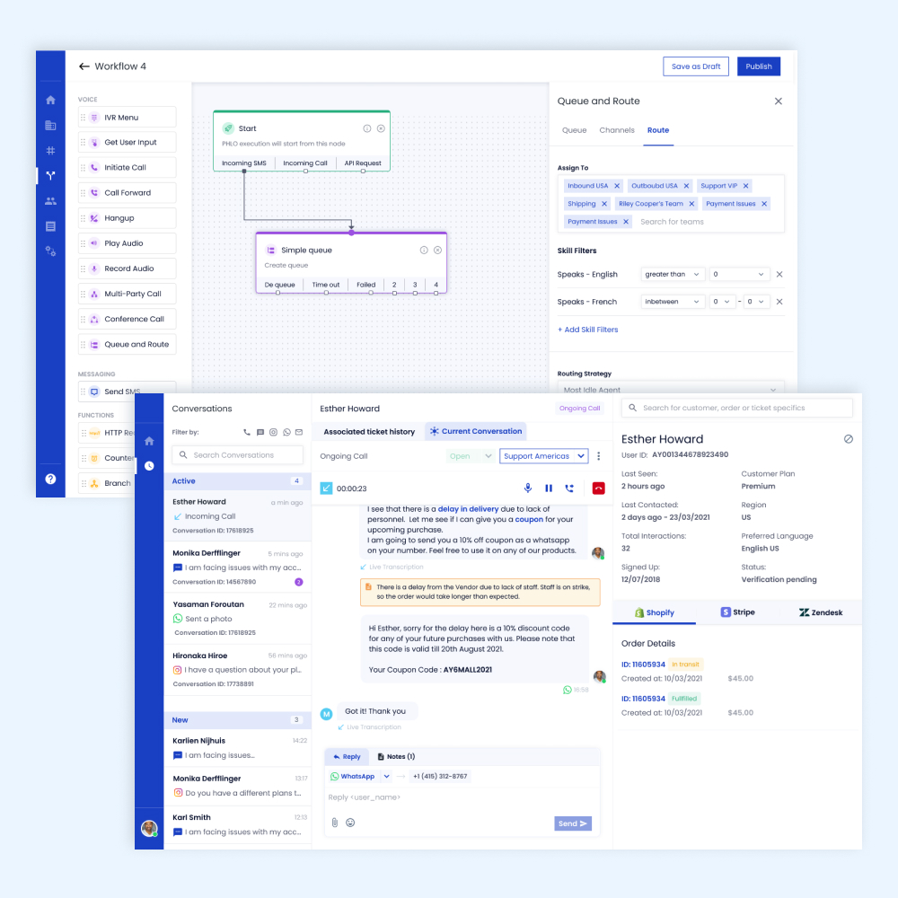 Contact center product overview showing the unified agent workspace